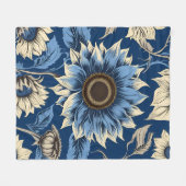 Couverture Polaire Motif de tournesol bleu vintage (Devant (Horizontal))