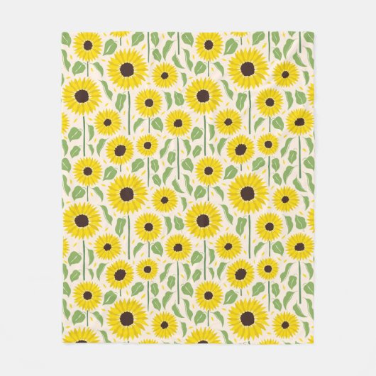 Couverture Polaire Motif de tournesols et feuilles (Devant)