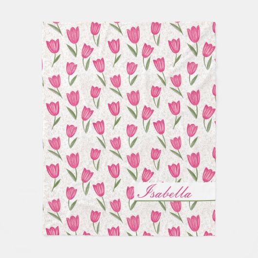 Couverture Polaire Motif de tulipe rose personnalisé (Devant)