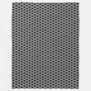 Couverture Polaire Motif de vague géométrique noir et blanc Seigaiha