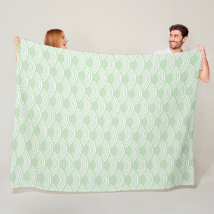 Couverture Polaire Motif de vague géométrique vert Mint Seigaiha