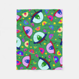 Couverture Polaire Motif de vaisseau spatial alien vert