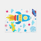 Couverture Polaire Motif de vaisseaux spatiaux mignons (Devant (Horizontal))