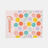 Couverture Polaire Motif de visage joyeux souriant coloré (Devant (Horizontal))