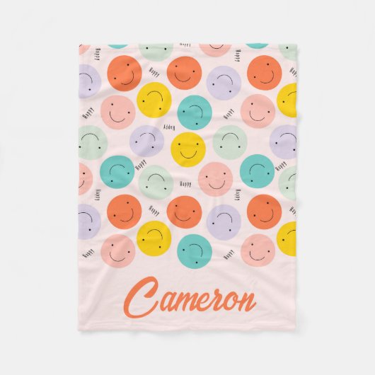Couverture Polaire Motif de visage joyeux souriant coloré (Devant)