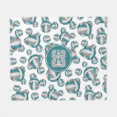 Couverture Polaire motif de volley-ball gris blanc turquoise (Devant (Horizontal))
