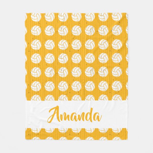 Couverture Polaire Motif de volley-ball jaune et blanc (Devant)