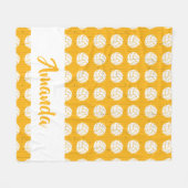 Couverture Polaire Motif de volley-ball jaune et blanc (Devant (Horizontal))