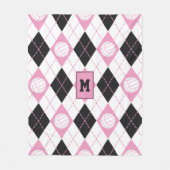 Couverture Polaire motif de volley-ball rose gris blanc Jacquard (Devant)