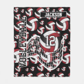 Couverture Polaire Motif de volley-ball rouge, noir et blanc (Devant)