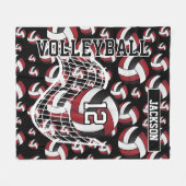 Couverture Polaire Motif de volley-ball rouge, noir et blanc (Devant (Horizontal))