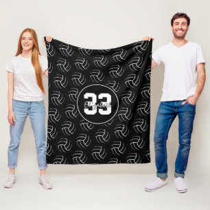 Couverture Polaire motif de volleyballs minimes noir et blanc
