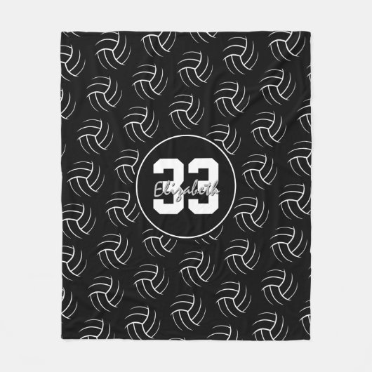 Couverture Polaire motif de volleyballs minimes noir et blanc (Devant)