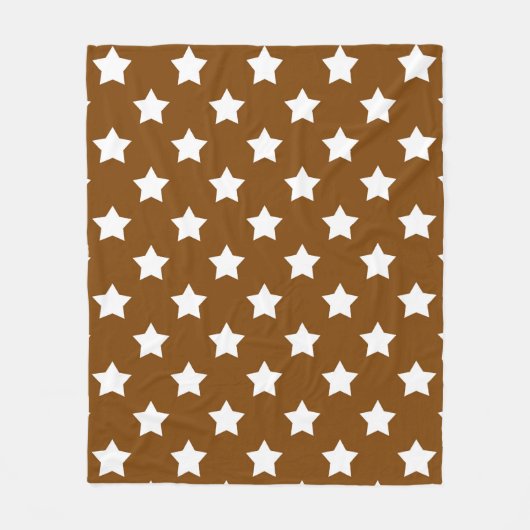 Couverture Polaire Motif décoratif étoiles blanches marron (Devant)