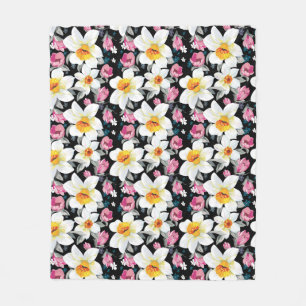 Couverture Polaire Motif d'élégance avec des fleurs de narcisse