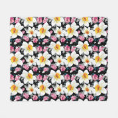Couverture Polaire Motif d'élégance avec des fleurs de narcisse (Devant (Horizontal))