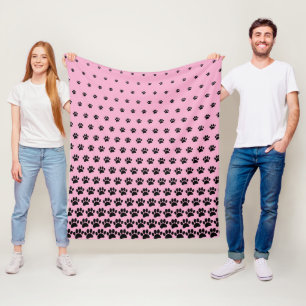 Couverture Polaire Motif d'empreinte de patte de chien noir personnal