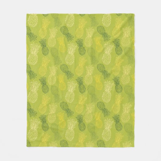 Couverture Polaire Motif d'ensemble d'ananas sur le vert (Devant)