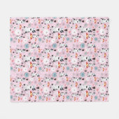Couverture Polaire motif des chats et des fleurs (Devant (Horizontal))