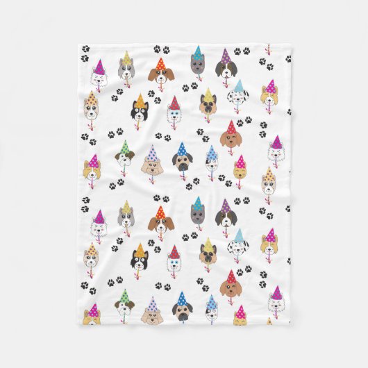 Couverture Polaire Motif des chiens de fête d'anniversaire (Devant)