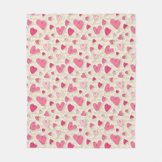 Couverture Polaire Motif des coeurs (Devant)