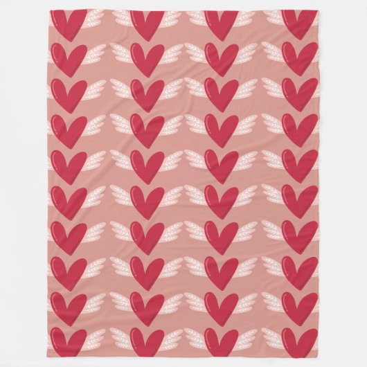 Couverture Polaire Motif des coeurs ailés (Devant)