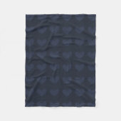 Couverture Polaire Motif des Coeurs Bleus de la Marine noire (Devant)
