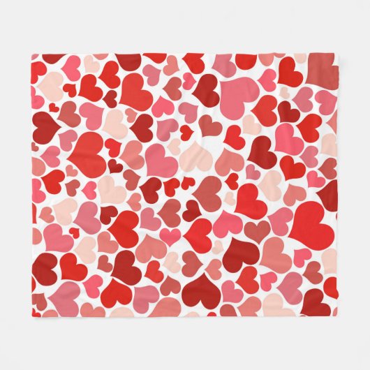 Couverture Polaire Motif Des Coeurs, Coeurs Rouges, Amour (Devant (Horizontal))