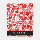 Couverture Polaire Motif Des Coeurs, Coeurs Rouges, Amour, Votre Nom (Devant)