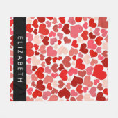 Couverture Polaire Motif Des Coeurs, Coeurs Rouges, Amour, Votre Nom (Devant (Horizontal))