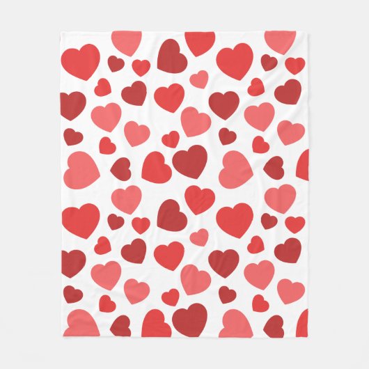 Couverture Polaire Motif Des Coeurs, Coeurs Rouges, Motif Des Coeurs (Devant)