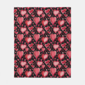 Couverture Polaire Motif des Coeurs Roses rouges Dessin Saint Valenti (Devant)