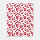 Couverture Polaire Motif des Coeurs Roses rouges Dessin Saint Valenti (Devant)