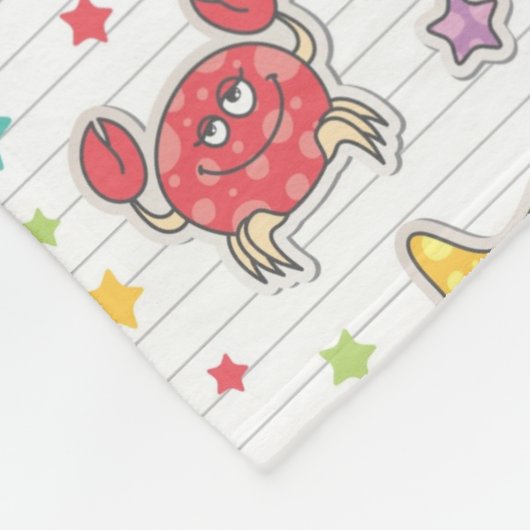 Couverture Polaire motif des créatures de mer (Coin)