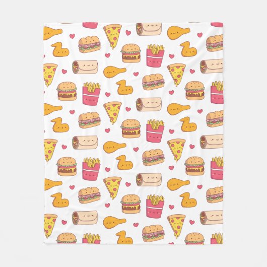 Couverture Polaire Motif des Doodles de cuisine rapide (Devant)