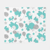 Couverture Polaire Motif Des Eléphants Bleus, Eléphants Mignons, Étoi (Devant (Horizontal))