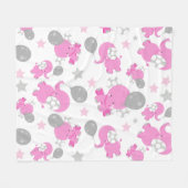 Couverture Polaire Motif Des Eléphants Roses, Eléphants Mignons, Étoi (Devant (Horizontal))