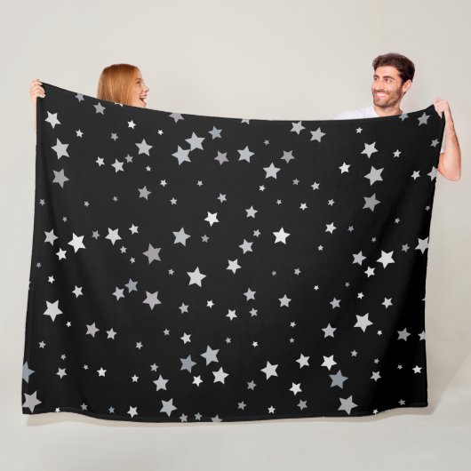 Couverture Polaire Motif des étoiles d'argent mignonnes | Toute coule (En situation)