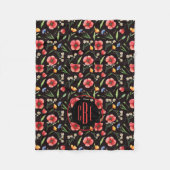 Couverture Polaire Motif des Fleurs sauvages de l'aquarelle Monogram (Devant)