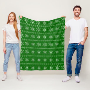 Couverture Polaire Motif des flocons blancs et verts de Noël