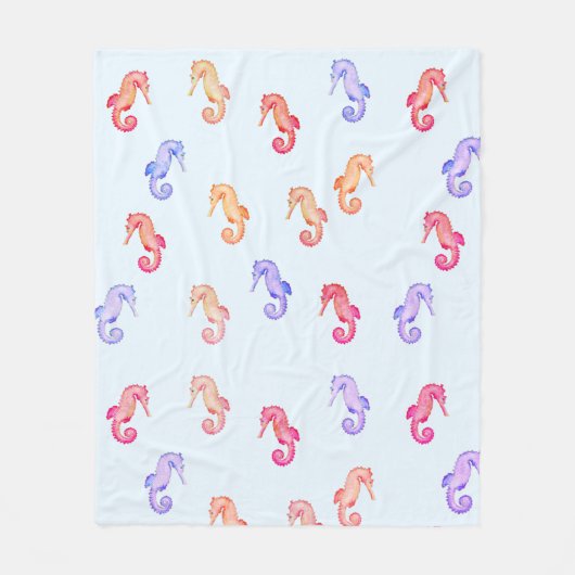 Couverture Polaire Motif des hippocampes colorés (Devant)