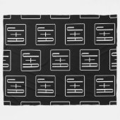 Couverture Polaire Motif des initiales Mariages modernes | Noir & Bla (Devant (Horizontal))
