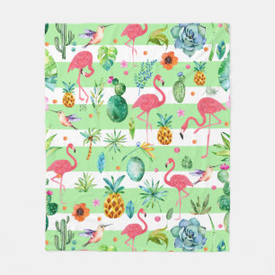 Couverture Polaire Motif des oiseaux et fleurs tropicaux
