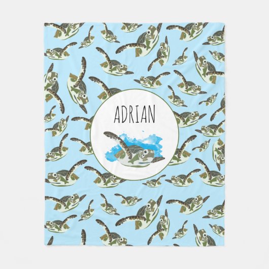 Couverture Polaire Motif des Tortues de mer (Devant)