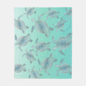 Couverture Polaire Motif des tortues de mer turquoise argentée (Devant)