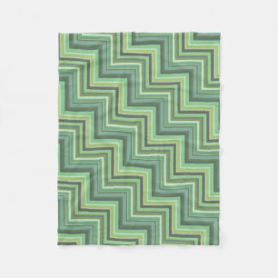 Couverture Polaire Motif d'escalier à rayures vert olive