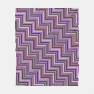 Couverture Polaire Motif d'escaliers à rayures mauve