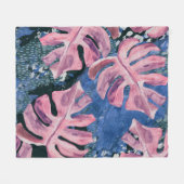 Couverture Polaire Motif d'été de l'aquarelle Tropical Grunge (Devant (Horizontal))