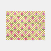 Couverture Polaire Motif d'été Pink Watermelon et Yellow Strip (Devant (Horizontal))