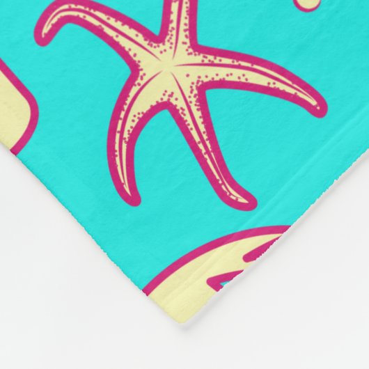 Couverture Polaire Motif d'été sur arrière - plan turquoise : paraplu (Coin)